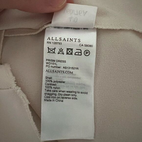 AllSaints Womens Dress US 0 Beige Pink Mesh Lace Sleeveless V-Neck Zip Closure - Picture 7 of 9